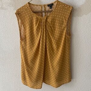 Ann Taylor Mustard Patterned Sleeveless Blouse